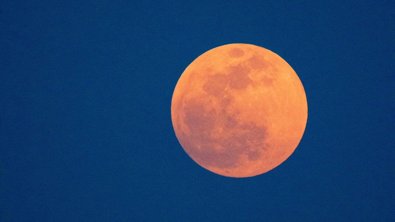 Full Moon with an orange tint in a blue night sky