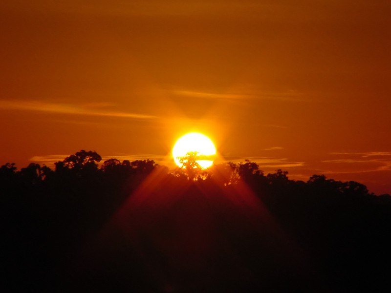 Sun setting above clouds