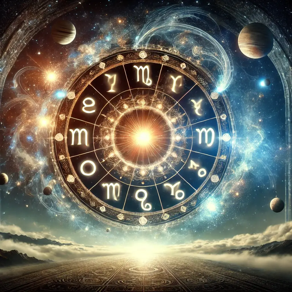 critical_degrees zodiac sign with emblems under the night sky