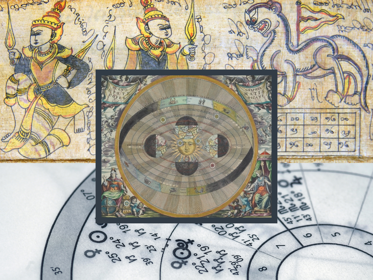 ancient astrological masonry depictions and an astrology chart house sketch